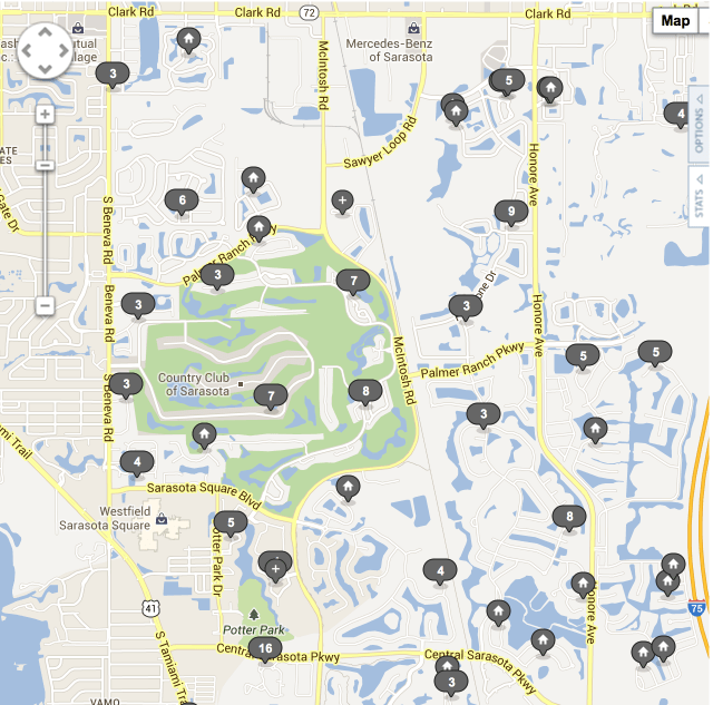 Homes on Palmer Ranch for Sale Map